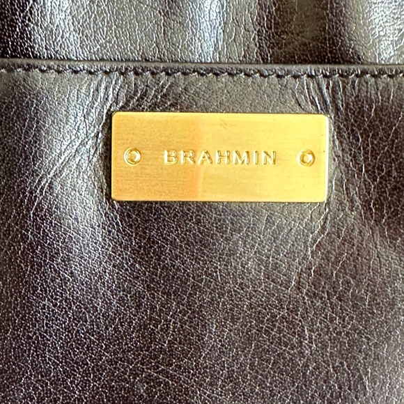 Vintage Brahmin smooth leather sachel handbag trimmed in pecan brown - Picture 5 of 5